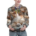 thumbnail image 1 of Yiaed Serene Kitten Kingdom Print Womens Casual Hoodies Crew Neck Long Sleeve Sweatshirts With Pocket Pullover Tops Women's Hooded Sweatshirt-XX-Large, 1 of 5