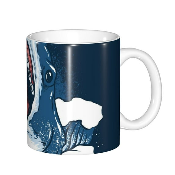 Yiaed Shark Print Ceramics Coffee,Large Handle Design,Extra Large Tea and Coffee Cup for Office and Home Mugs