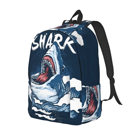 Yiaed Shark Print Print Laptop Backpack Travel Canvas Backpack Vintage Aesthetic Backpack for School Knapsack Backpack Backpack for School-Small