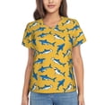 thumbnail image 1 of Yiaed Shark Print Print Women's T Shirt V-Neck Short Sleeve Shirt Casual Breathable Tee Summer Tops-, 1 of 5