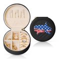 thumbnail image 1 of Yiaed Shark With USA Flag Print Travel Jewelry Case Bridesmaid Gift Boxes Jewelry Travel Organizer Small Round Jewelry Box Mini Storage-Black, 1 of 7