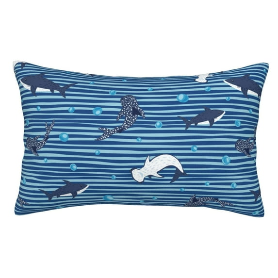 Yiaed Sharks on White Blue Striped Print Brushed Microfiber Envelope Pillowcases, Standard,Envelope Closure Pillow Cases(No pillow core)-14"x20"