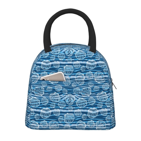 Yiaed Shell Print Lunch Bag Adult Insulated Lunch Box, Leakproof Cooler Food Lunch Containers Reusable High Capacity Lunch Tote Bags-One Size
