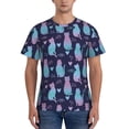 thumbnail image 1 of Yiaed Silhouette Cats Print Mens Short Sleeve Tight Fit T-Shirt, Crewneck Casual Tee-XX-Large, 1 of 5