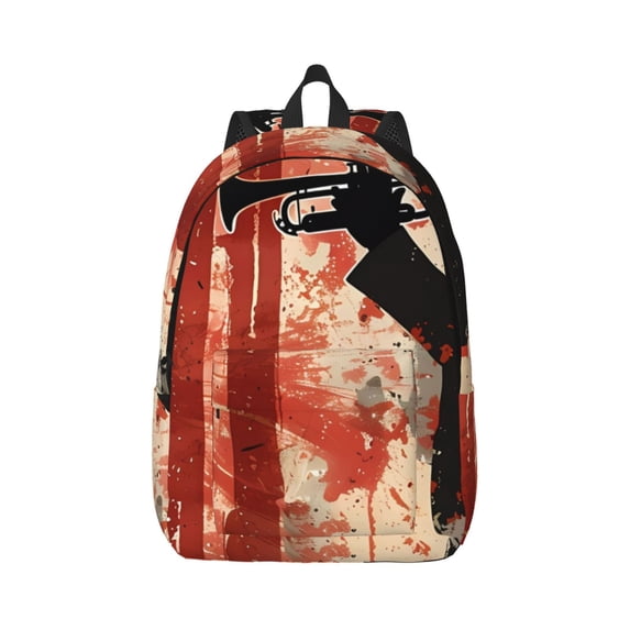 Yiaed Silhouette Trumpet Red Art Print Backpack, Premium Laptop Backpack, Travel Backpack for Women, Lightweight Backpacks, Comfortable Back Pack-Medium