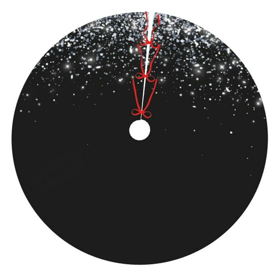 Yiaed Silver Glitter1 Print Christmas Tree Skirt , Tree SkirtsTree Mat for Christmas Winter Holiday Indoor Decorations-30"