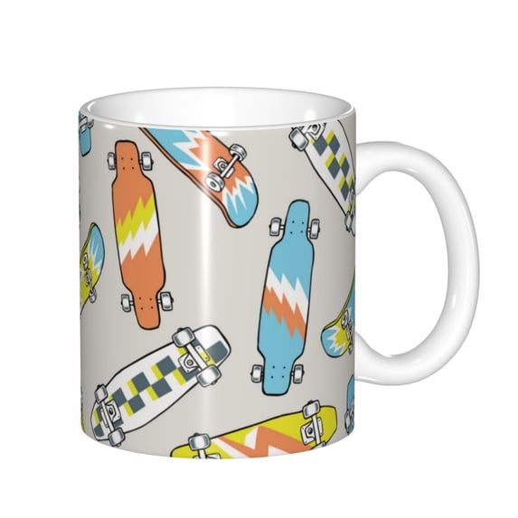 Yiaed Skateboard Print Ceramics Coffee,Large Handle Design,Extra Large Tea and Coffee Cup for Office and Home Mugs