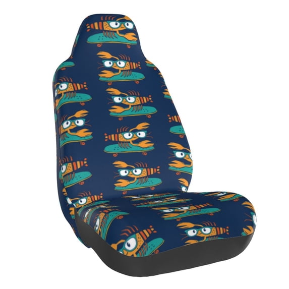 Yiaed Skateboard Rides Cartoon Lobster Print Car Seat Covers,Universal Auto Seats Protector Fits for Car,SUV Sedan,Truck,Automotive Seat Covers & Accessories