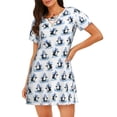thumbnail image 1 of Yiaed Skiing Penguin Funny Print Women's Loose-Fit Short Sleeve Nightgown, Soft and Comfortable Sleep Dress for Relaxation and Sleepwear, 1 of 6