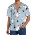 thumbnail image 1 of Yiaed Skiing penguin Bear Print Mens Casual Wrinkle Free Shirts Short Sleeve Button Down Summer Stretch Dress Shirt-Medium, 1 of 5