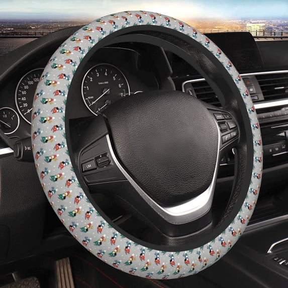 Yiaed Skiing penguin Steering Wheel Cover,Universal 15 Inch Anti Slip Steering Wheel Protector Car Accessories Interior for Auto Truck SUV