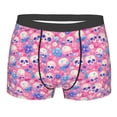 thumbnail image 1 of Yiaed Skull Blue Flower Print Men's Soft Cotton Boxer Shorts Breathable Boxers Underwear Moisture-Wicking Underwear Stretch Boxer Briefs for Man-Small, 1 of 5