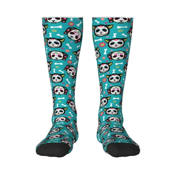 Yiaed Skull Cat Print Great elasticity Adult Stockings Sports socks for Men and Women