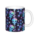 thumbnail image 1 of Yiaed Skull Flower Blue Print Ceramics Coffee,Large Handle Design,Extra Large Tea and Coffee Cup for Office and Home Mugs, 1 of 6