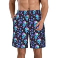 thumbnail image 1 of Yiaed Skull Flower Blue Print Men's Swim Trunks with Lining Quick Dry Sports Shorts Beach Shorts Boardshorts-X-Large, 1 of 5