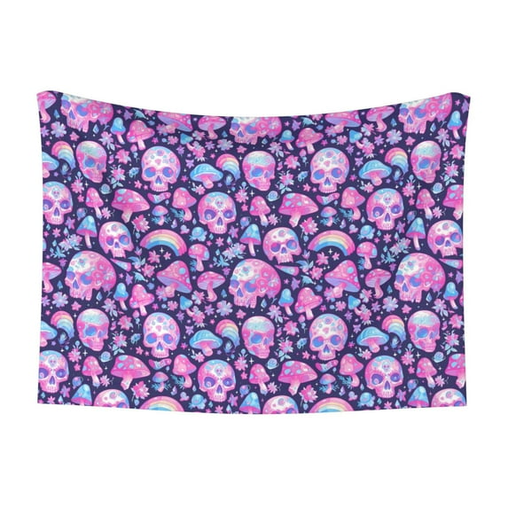 Yiaed Skull Rainbow Mushroom Print Dog Blankets-Cat Blanket Washable for Couch Protection,Puppy Blanket, Soft Plush Reversible Throw Furniture Protector-
