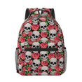 thumbnail image 1 of Yiaed Skull and Roses Print School Backpack College Backpack Daypacks for Students High School Spacious and Durable Daypack for Work and Travel-One Size, 1 of 6
