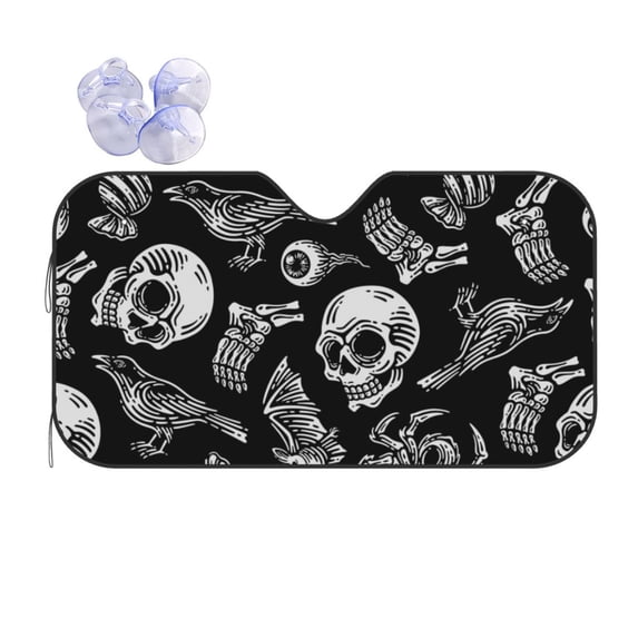 Yiaed Skull bird bat spider Print Car Windshield Sunshade Front Auto Car Front Window Sun Shade Foldable Sun Visor Shield Cover Auto Accessories for Sedan SUV Truck-Medium
