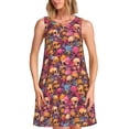 thumbnail image 1 of Yiaed Skull blue daisy flower Print Women's Sleeveless Dress, Loose Fit Summer Dress, Casual Sleeveless Dress for Women, 1 of 7