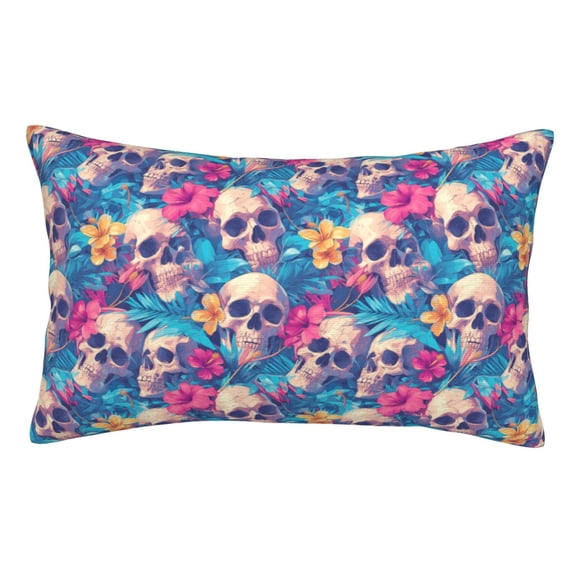 Yiaed Skull blue leaf Print Brushed Microfiber Envelope Pillowcases, Standard,Envelope Closure Pillow Cases(No pillow core)-16"x24"