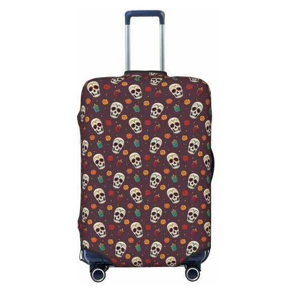 Yiaed Skull colorful flower Print Travel Luggage Cover Suitcase Protector Fits 18-32 Inch Luggage Wheel Covers Patterned Elastic Luggage Anti-scratch（No luggage）-Small