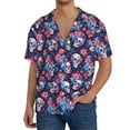 thumbnail image 1 of Yiaed Skull flower blue Print Mens Casual Wrinkle Free Shirts Short Sleeve Button Down Summer Stretch Dress Shirt-4X-Large, 1 of 5