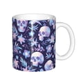 thumbnail image 1 of Yiaed Skull flower white blue Print Ceramics Coffee,Large Handle Design,Extra Large Tea and Coffee Cup for Office and Home Mugs, 1 of 6