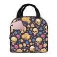 thumbnail image 1 of Yiaed Skull gold flower Print Insulated Lunch Bag Reusable Cute Tote Lunch Box, Leakproof Cooler Lunch Bags for Work Office Travel School Picnic, 1 of 5