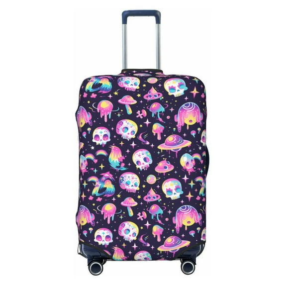 Yiaed Skull mushroom space Print Travel Luggage Cover Suitcase Protector Fits 18-32 Inch Luggage Wheel Covers Patterned Elastic Luggage Anti-scratch(No luggage)-Small