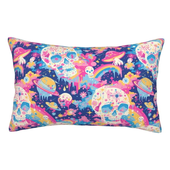 Yiaed Skull rainbow color space Print Brushed Microfiber Envelope Pillowcases, Standard,Envelope Closure Pillow Cases(No pillow core)-20"x30"