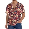 thumbnail image 1 of Yiaed Skull record Guitar music Print Mens Casual Wrinkle Free Shirts Short Sleeve Button Down Summer Stretch Dress Shirt-Large, 1 of 5