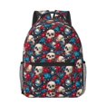 thumbnail image 1 of Yiaed Skull red flower blue Print School Backpack College Backpack Daypacks for Students High School Spacious and Durable Daypack for Work and Travel-One Size, 1 of 6