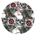 thumbnail image 1 of Yiaed Skulls Roses Print Christmas Tree Skirt , Tree SkirtsTree Mat for Christmas Winter Holiday Indoor Decorations-30", 1 of 7