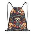 thumbnail image 1 of Yiaed Skulls and Flowers Print Drawstring Bags Drawstring Backpack Bulk String Back Pack Gym Sport Bag-Medium, 1 of 5