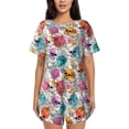 thumbnail image 1 of Yiaed Skulls and Roses Print Short Sleeve Pajama Sets for Women Casual Crew Neck 2 Piece Lounge Sets Women's Short-Sleeved Pajama-Medium, 1 of 5