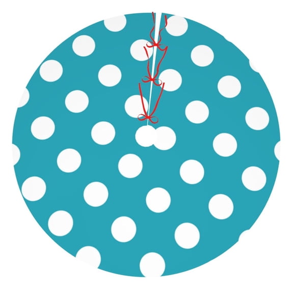Yiaed Sky Blue And White Polka Dot Print Christmas Tree Skirt , Tree SkirtsTree Mat for Christmas Winter Holiday Indoor Decorations-30"
