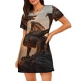 thumbnail image 1 of Yiaed Sky Sunset Bronze Dragon Print Women's Loose-Fit Short Sleeve Nightgown, Soft and Comfortable Sleep Dress for Relaxation and Sleepwear, 1 of 6