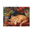 thumbnail image 1 of Yiaed Sleeping Cat Flowers Print Highly Absorbent Microfiber Kitchen Counter Mat, Dish Drying Pad for Dishes, Utensils, Pots and Pans, Large 18" x 24", 1 of 7