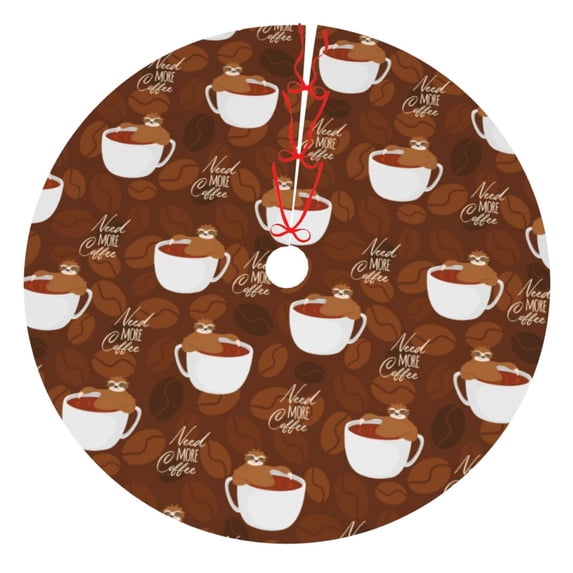 Yiaed Sloths Need More Coffee Print Christmas Tree Skirt , Tree SkirtsTree Mat for Christmas Winter Holiday Indoor Decorations-30"