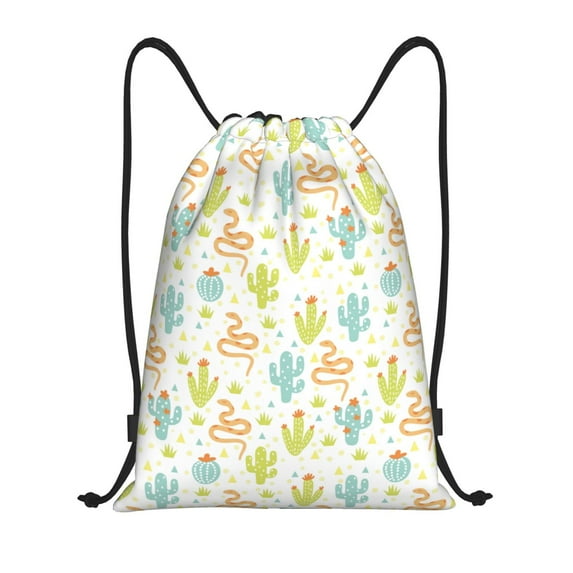 Yiaed Snake And Cactus Print Drawstring Bags Drawstring Backpack Bulk String Back Pack Gym Sport Bag-Small
