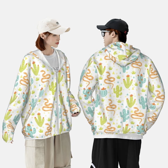 Yiaed Snake And Cactus Print Sun Shirts UPF 50+ Protection Hoodie Rash Guard Shirt UV Shirt Long Sleeve Fishing Outdoor Lightweightase-Medium
