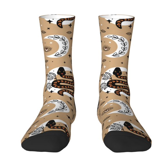 Yiaed Snake And Flower Print Great elasticity Crew Socks Sports socks for Men and Women