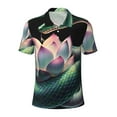 thumbnail image 1 of Yiaed Snake Holding A LotusPrint Men's Short Sleeve Polo Shirt,Golf Polo for Men Three-Button Golf Shirt Athletic Casual Collared T-Shirt- X-Large, 1 of 7