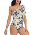 thumbnail image 1 of Yiaed Snake Print Women One Piece Swimsuits Tummy Control One Shoulder Bathing Suits Pattern Ruffle Swimwear-Medium, 1 of 8