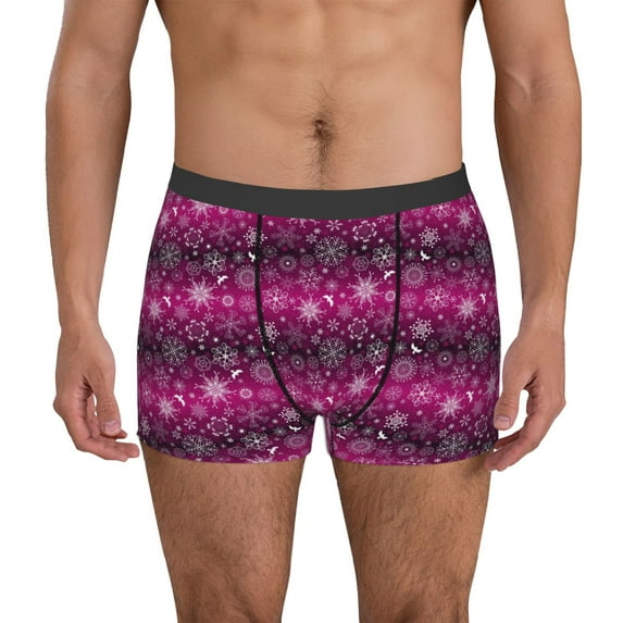 Yiaed Snowflakes And Christmas Print Men's Soft Cotton Boxer Shorts Breathable Boxers Underwear Moisture-Wicking Underwear Stretch Boxer Briefs for Man-Large