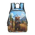 thumbnail image 1 of Yiaed Snowy Mountain Photography Bear Print Lightweight Backpack Travel Backpacks Hiking Daypack for Women Men, 1 of 5