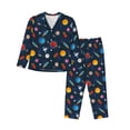 thumbnail image 1 of Yiaed Space Cartoon Print Pajamas Women's Long Sleeve Sleepwear Soft Button Down Loungewear Pjs Lounge Set Nightwear Womens Pajama Pants-X-Large, 1 of 7