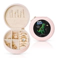 thumbnail image 1 of Yiaed Space Dino Cartoon Black Print Travel Jewelry Case Bridesmaid Gift Boxes Jewelry Travel Organizer Small Round Jewelry Box Mini Storage-Pink, 1 of 7