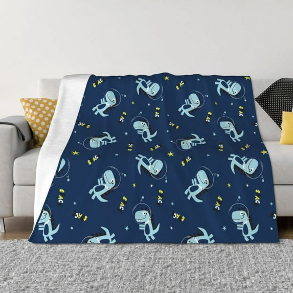 Yiaed Space Dinosaur Print Blanket Throw Blanket Soft Cozy Flannel Blanket for Home Bed Sofa Couch Chair-40"x30"
