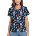 thumbnail image 1 of Yiaed Space Dog Print Women's T Shirt V-Neck Short Sleeve Shirt Casual Breathable Tee Summer Tops-X-Large, 1 of 1